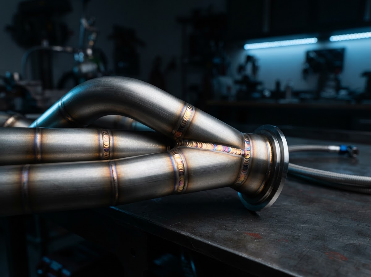 Custom welded stainless steel exhaust pipe assembly with precision TIG welds
