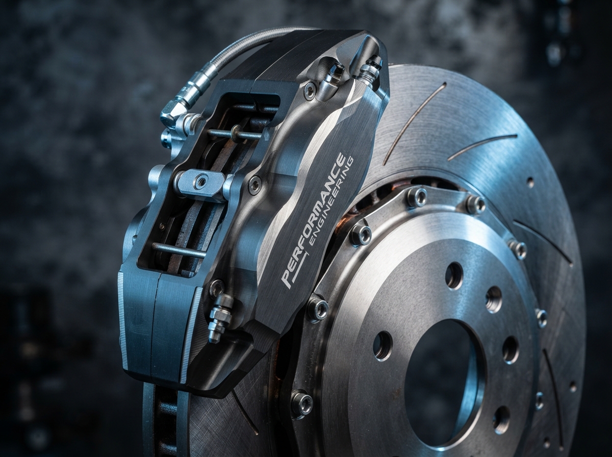 Precision-machined brake caliper and vented rotor