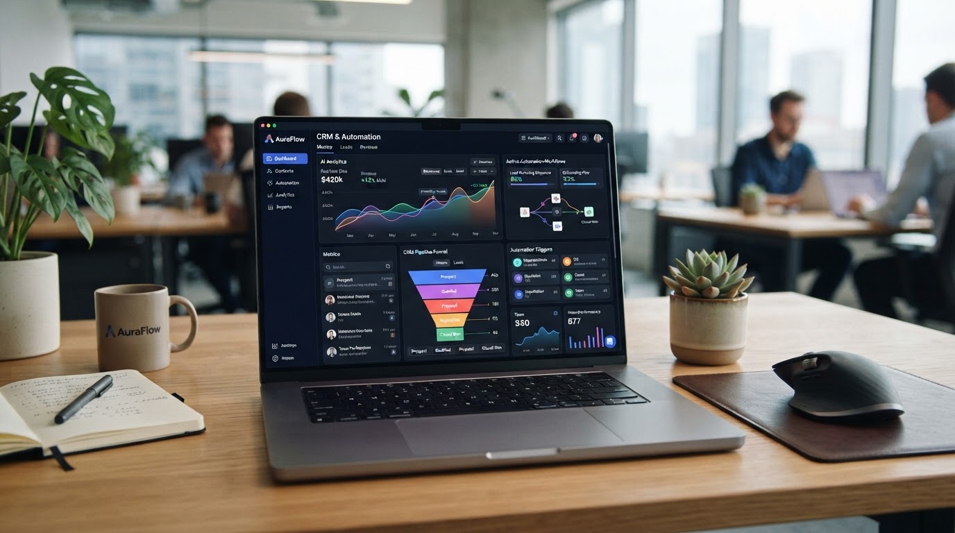 HighLevel Agency Dashboard on Laptop