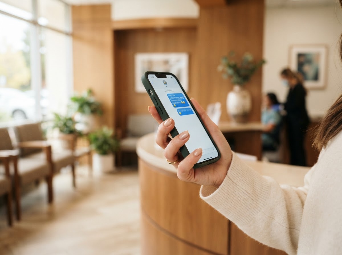 Patient receiving a follow-up text from their dental practice