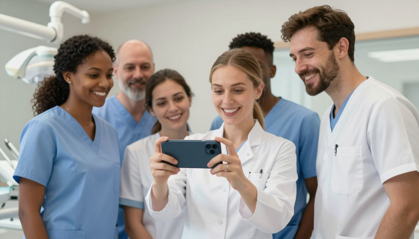 Dental practice creating high-quality social media content — Reels, carousels, and patient testimonials that build trust and drive bookings