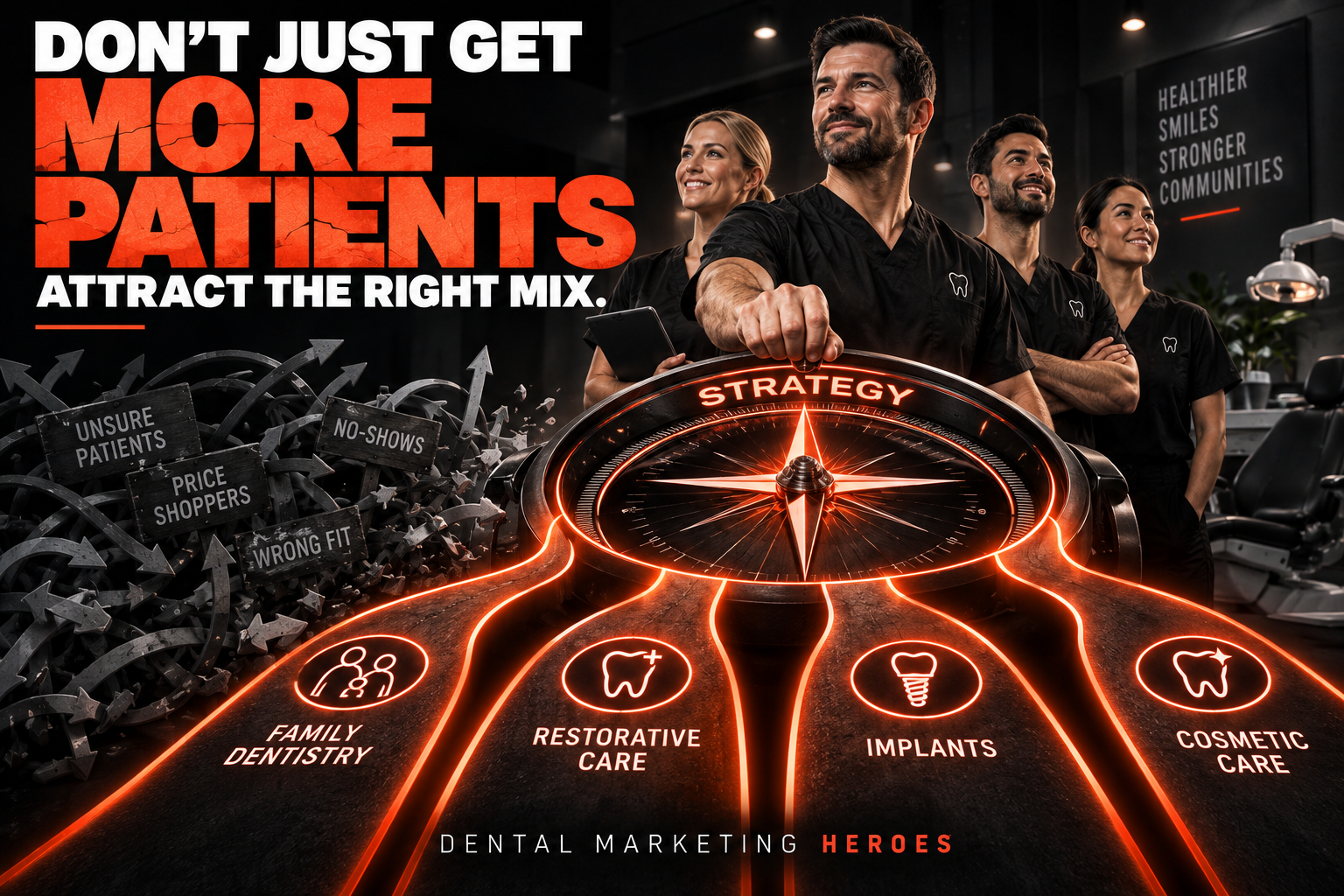 Dental team using a strategy-first approach to attract the right mix of CDCP, restorative, implant and cosmetic patients