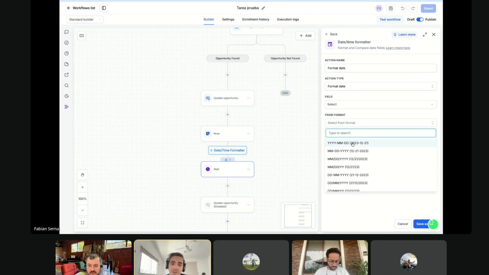 Sesión en vivo: un workflow real en GoHighLevel