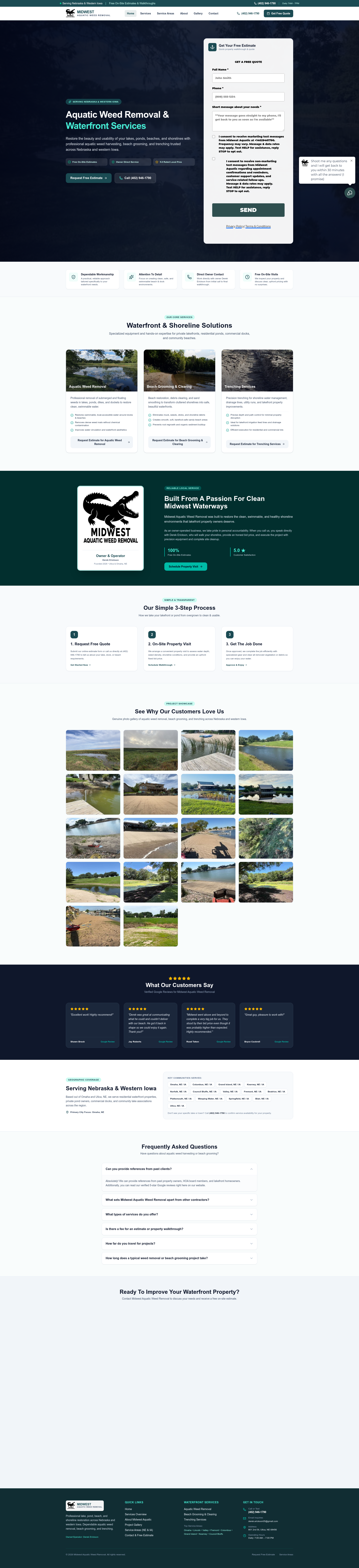 Midwest Aquatic Weed Removal website — Waterfront & Shoreline Services