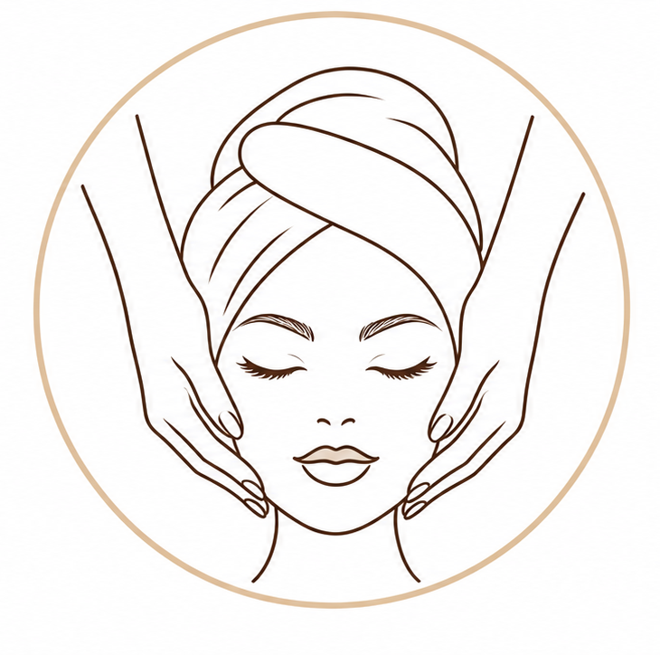 Queen Beauty Facials icon — facial massage line art