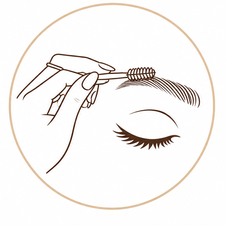 Queen Beauty Brows icon — spoolie and shaped brow line art