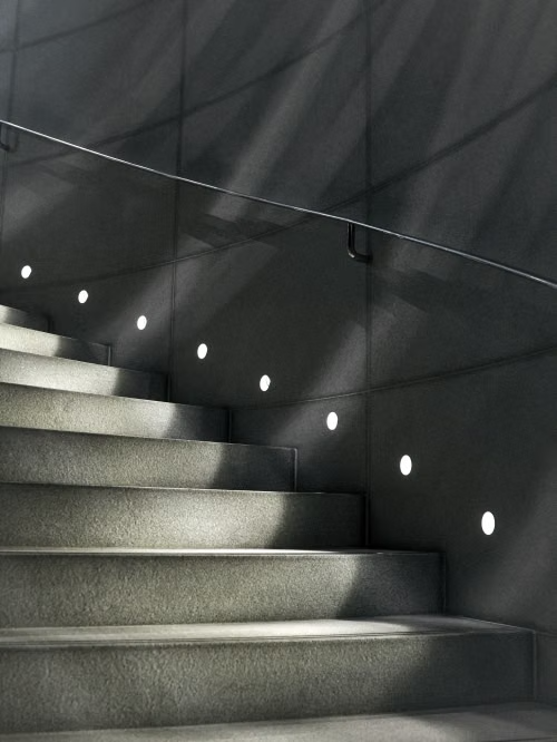 Custom concrete steps with lighting