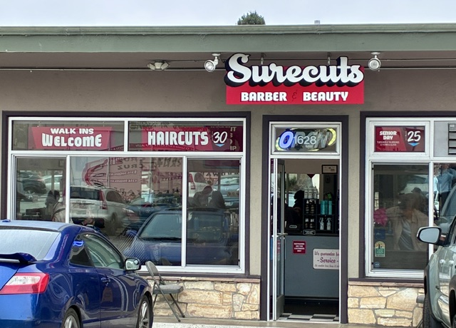 Surecuts hair salon storefront at Seabright Plaza