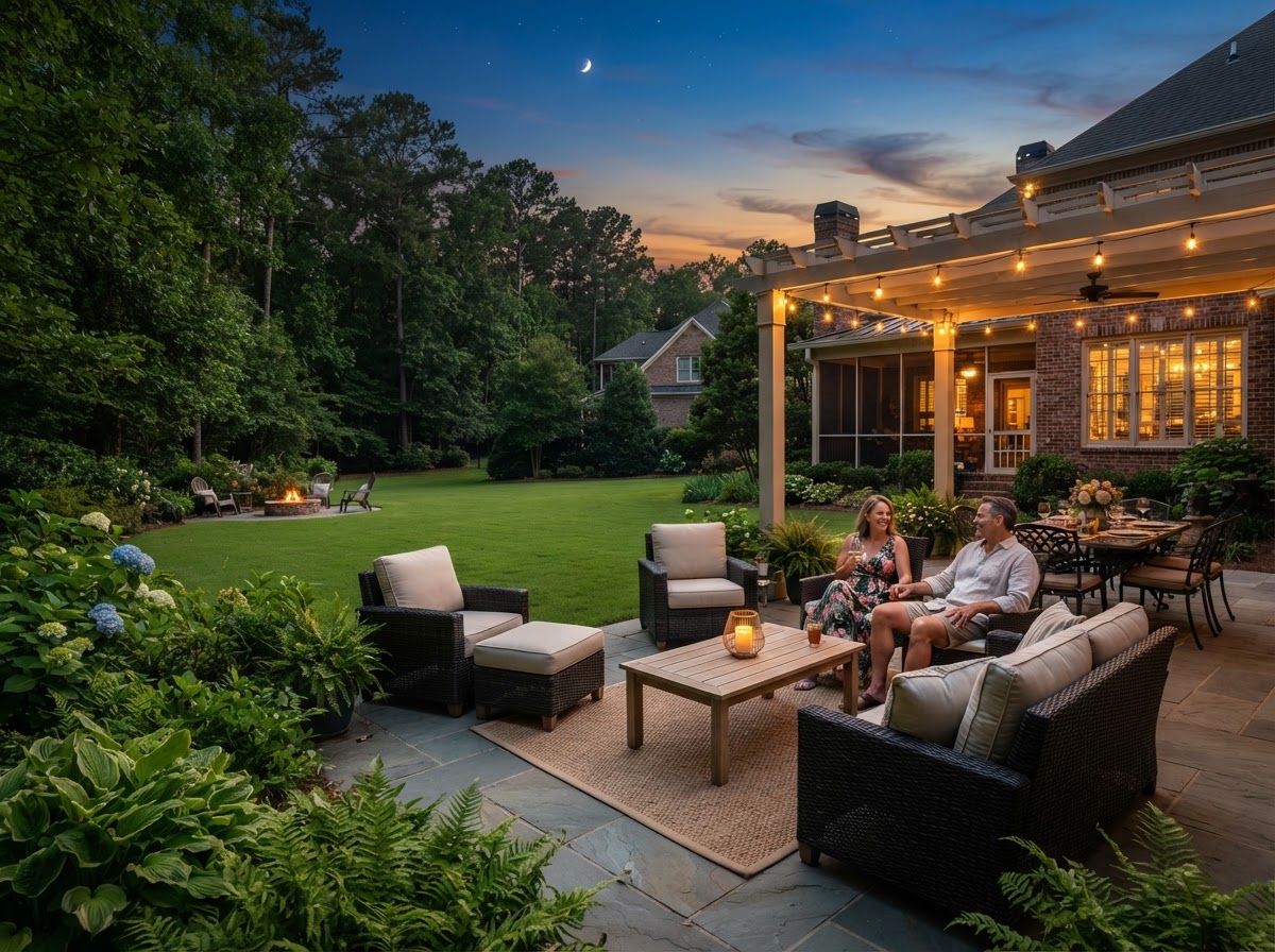 Outdoor patio protected from mosquitoes