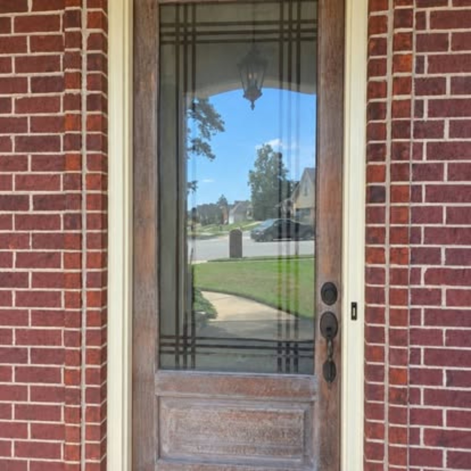 Weathered front entry door before restoration