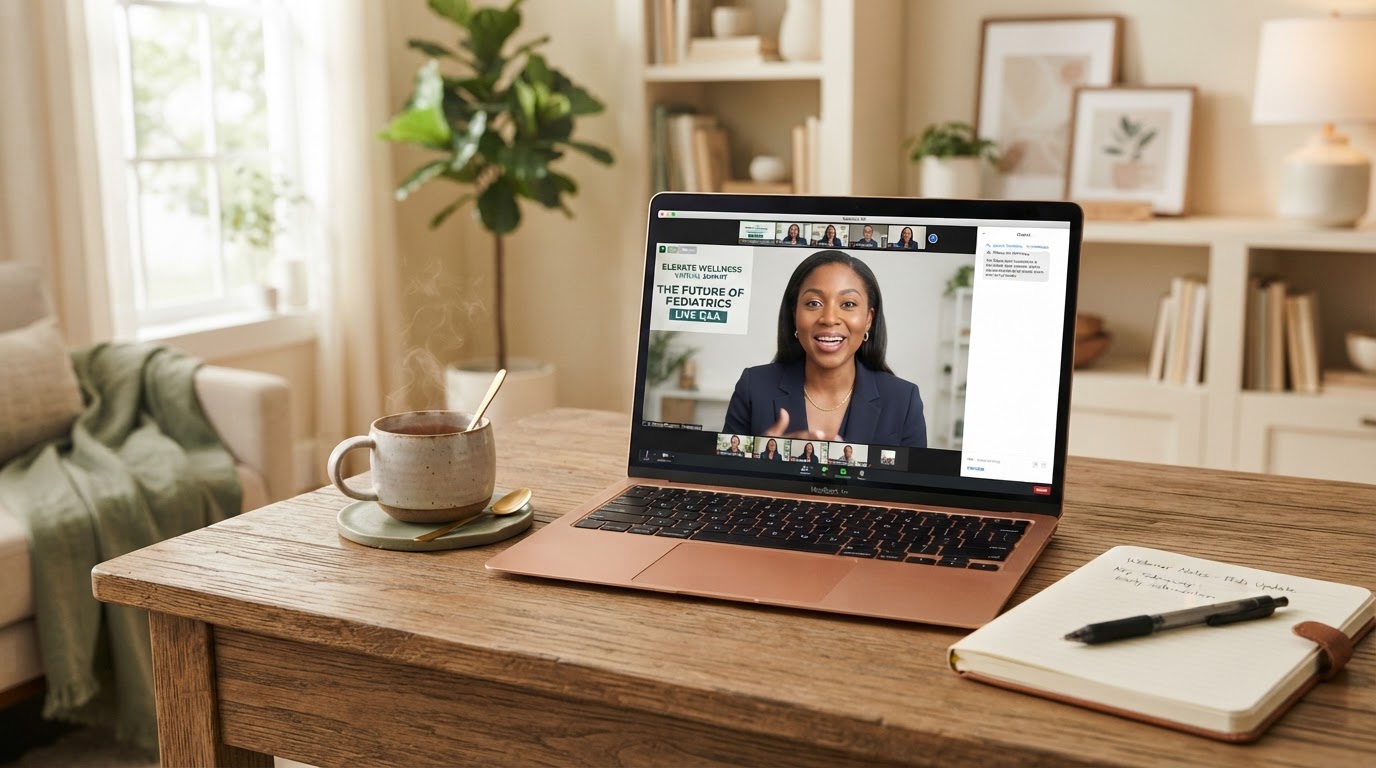 A virtual webinar with Dr. Hannoush on a warm, welcoming video call