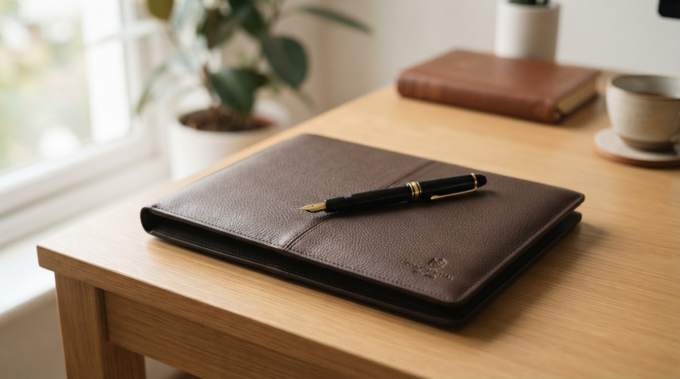 A closed document folder and pen representing your privacy