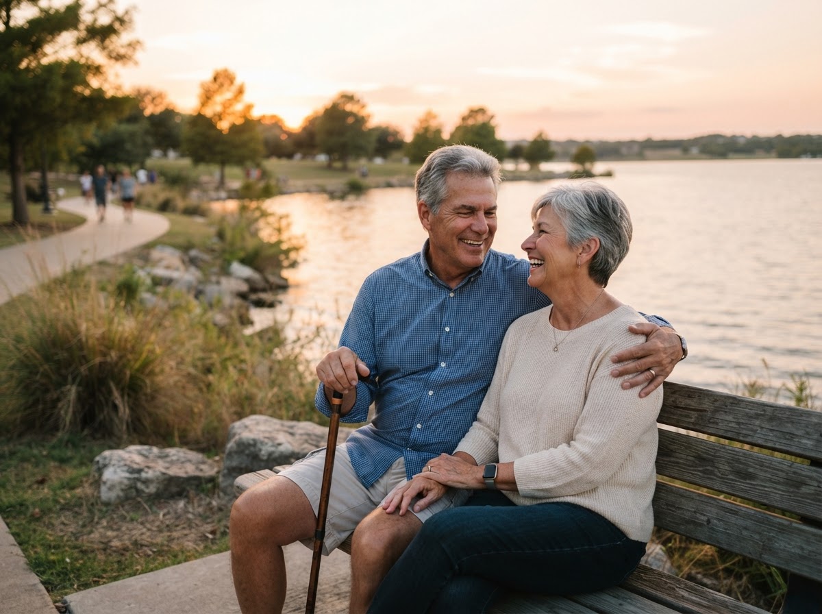 Happy couple enjoying retirement in Collin or Denton County, Texas