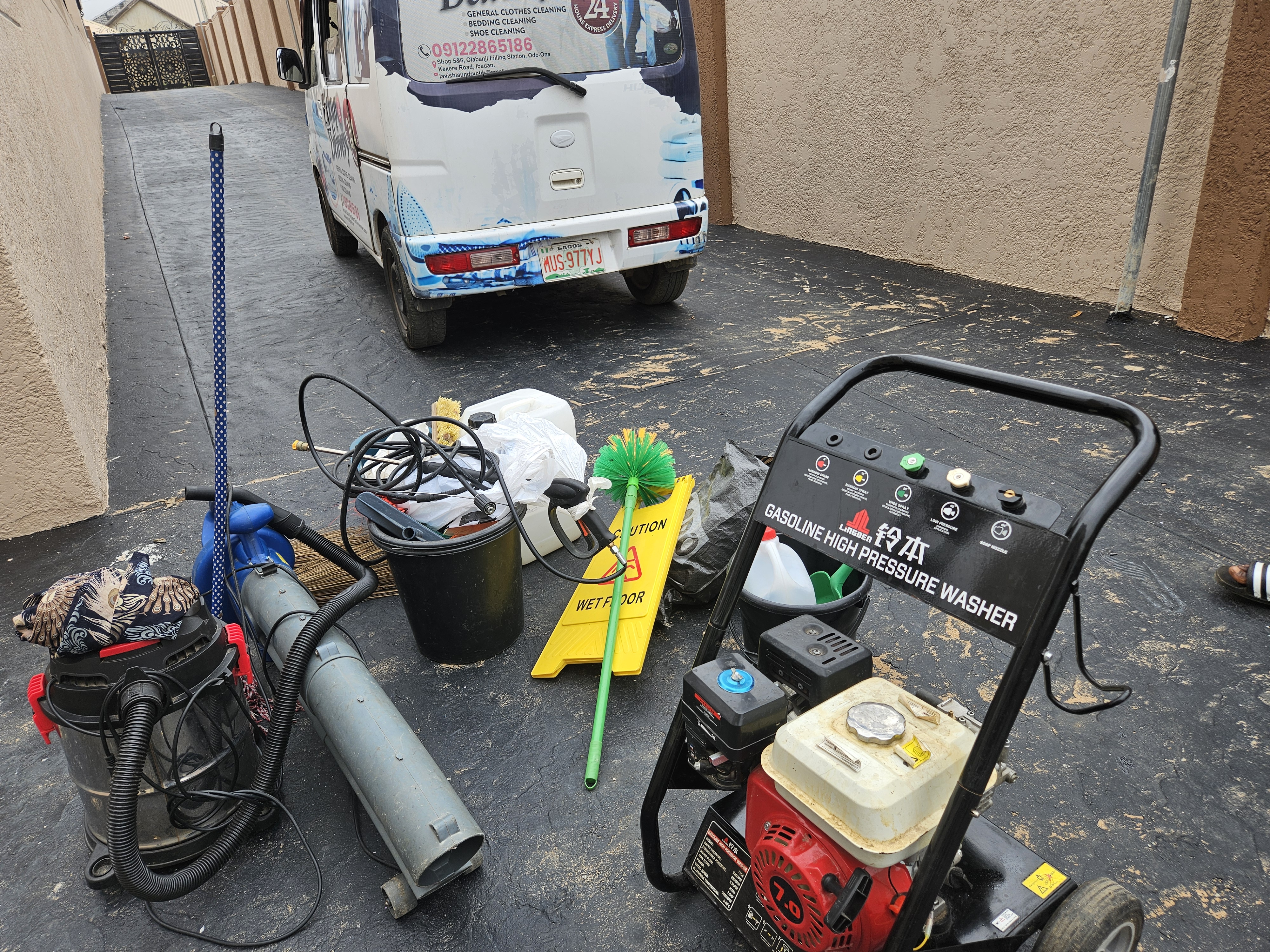 Lavish industrial cleaning equipment and delivery van