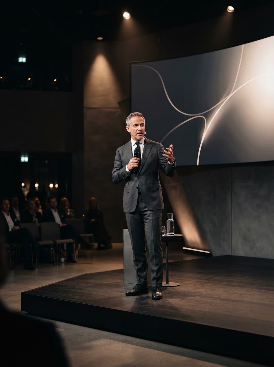 A speaker on stage