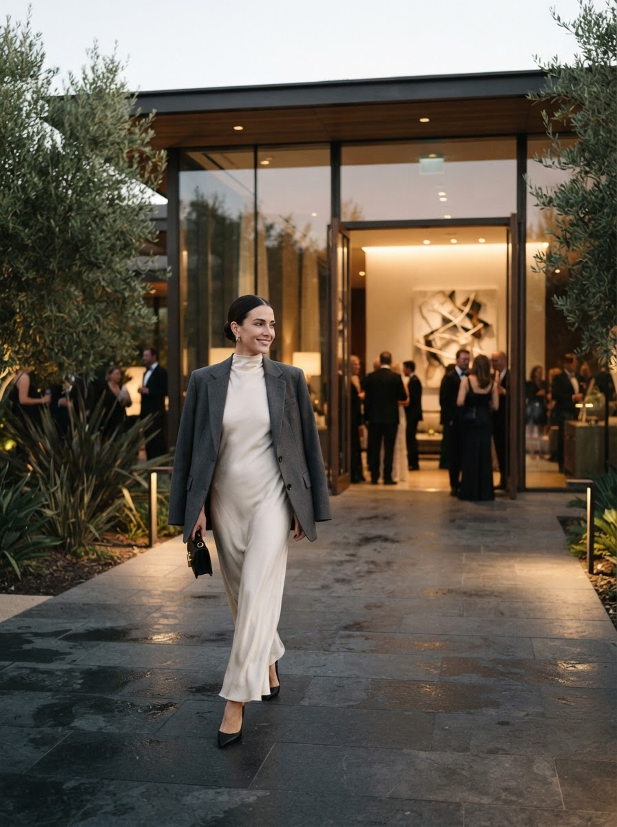An attendee arriving at a beautiful event