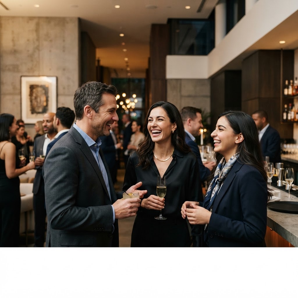 People laughing during networking