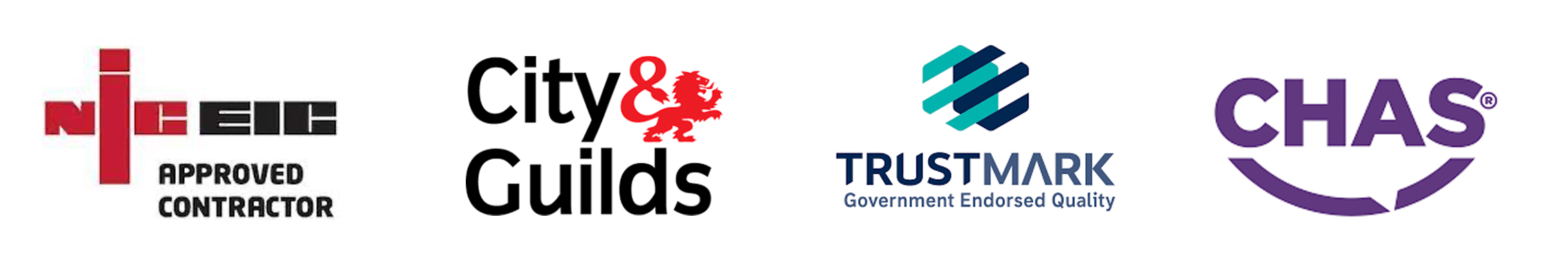 Approved Contractor Accreditations including NICEIC, TrustMark, CHAS and Constructionline