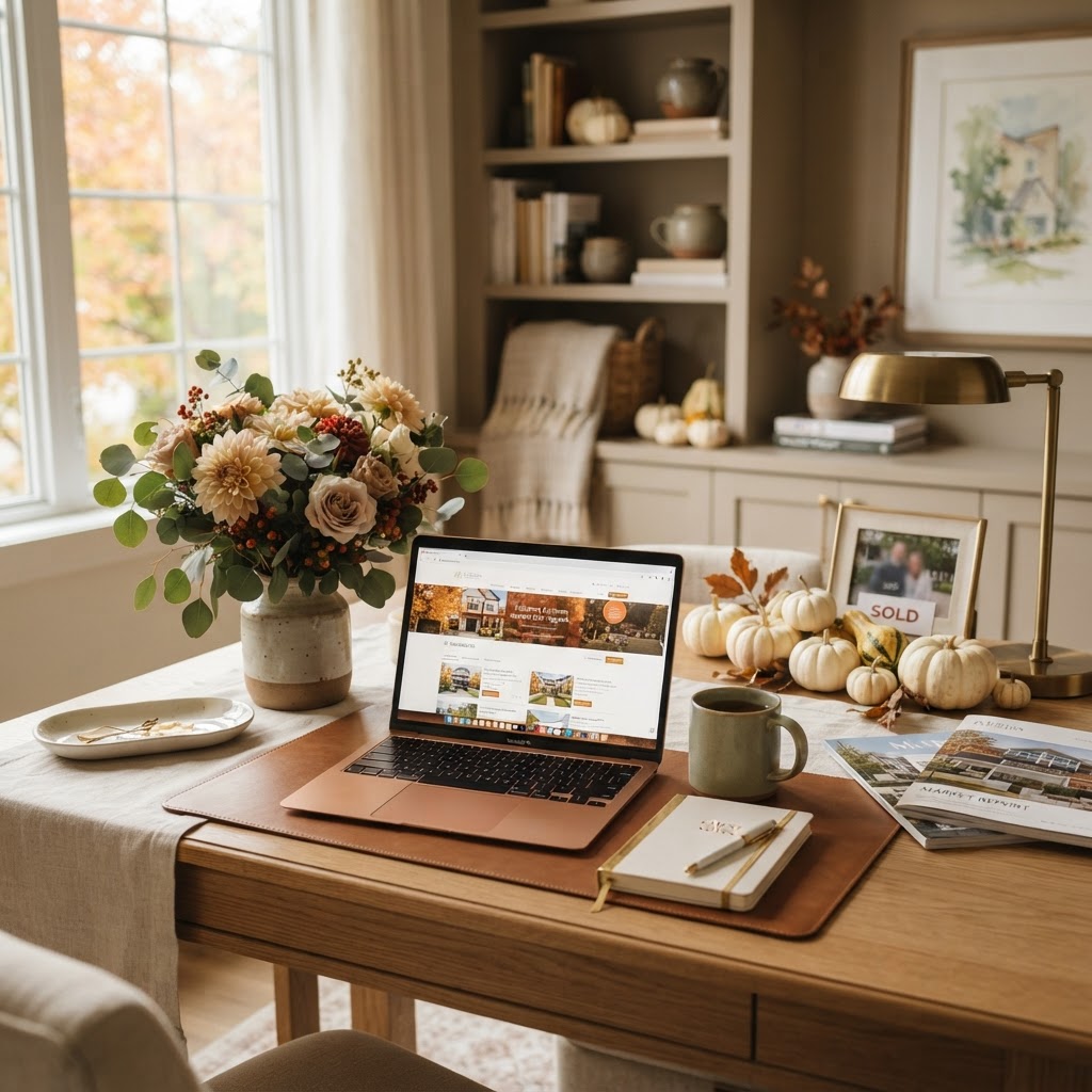 Sharon Abel real estate desk in autumn