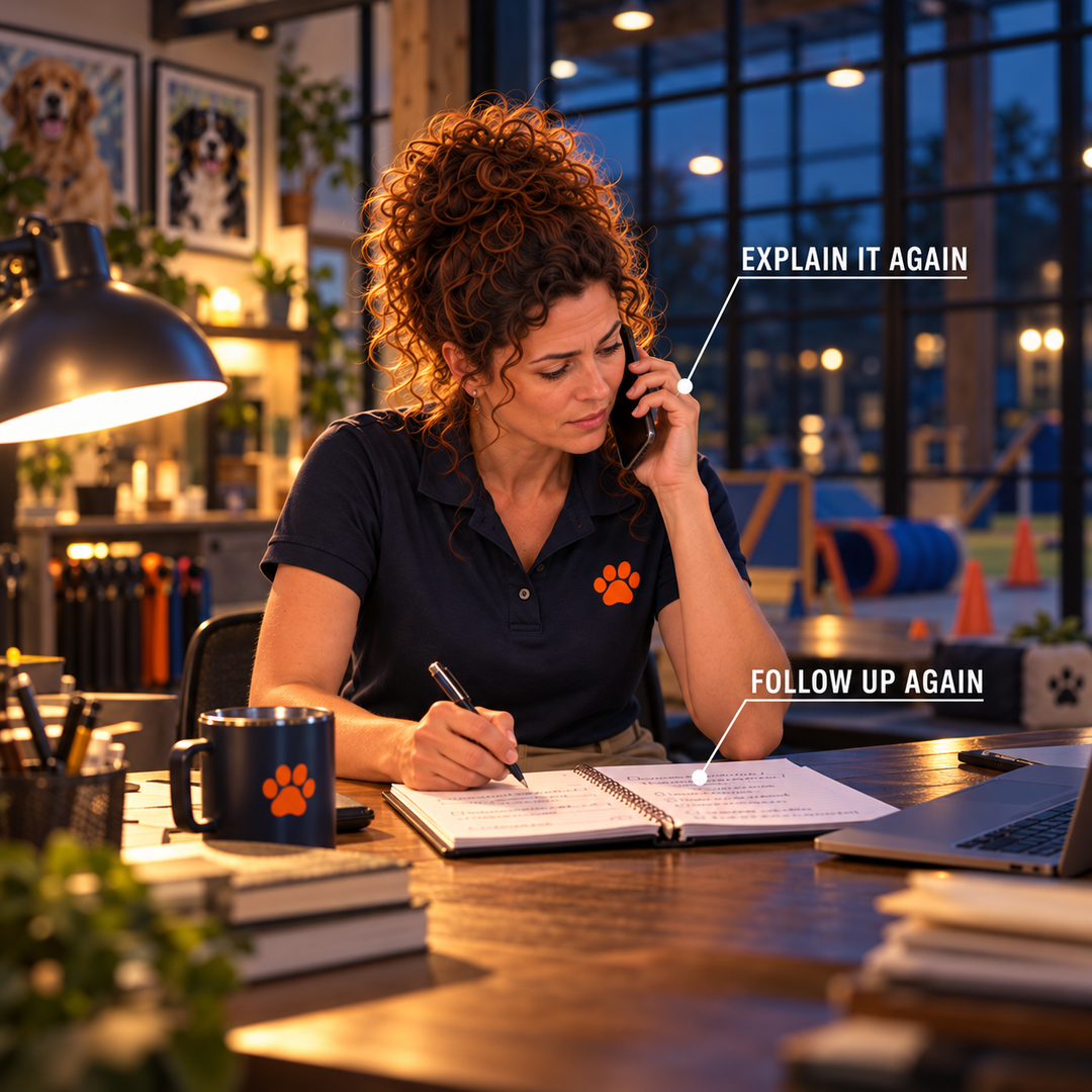 Old Way: explaining and following up one call at a time