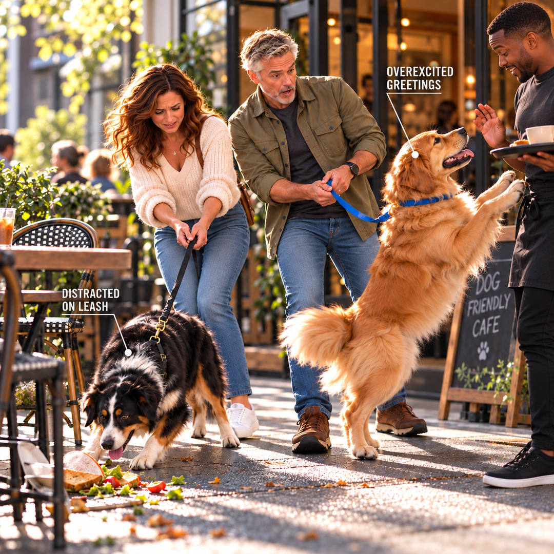 What gets in the way: pulling, jumping, overexcitement, distraction on leash