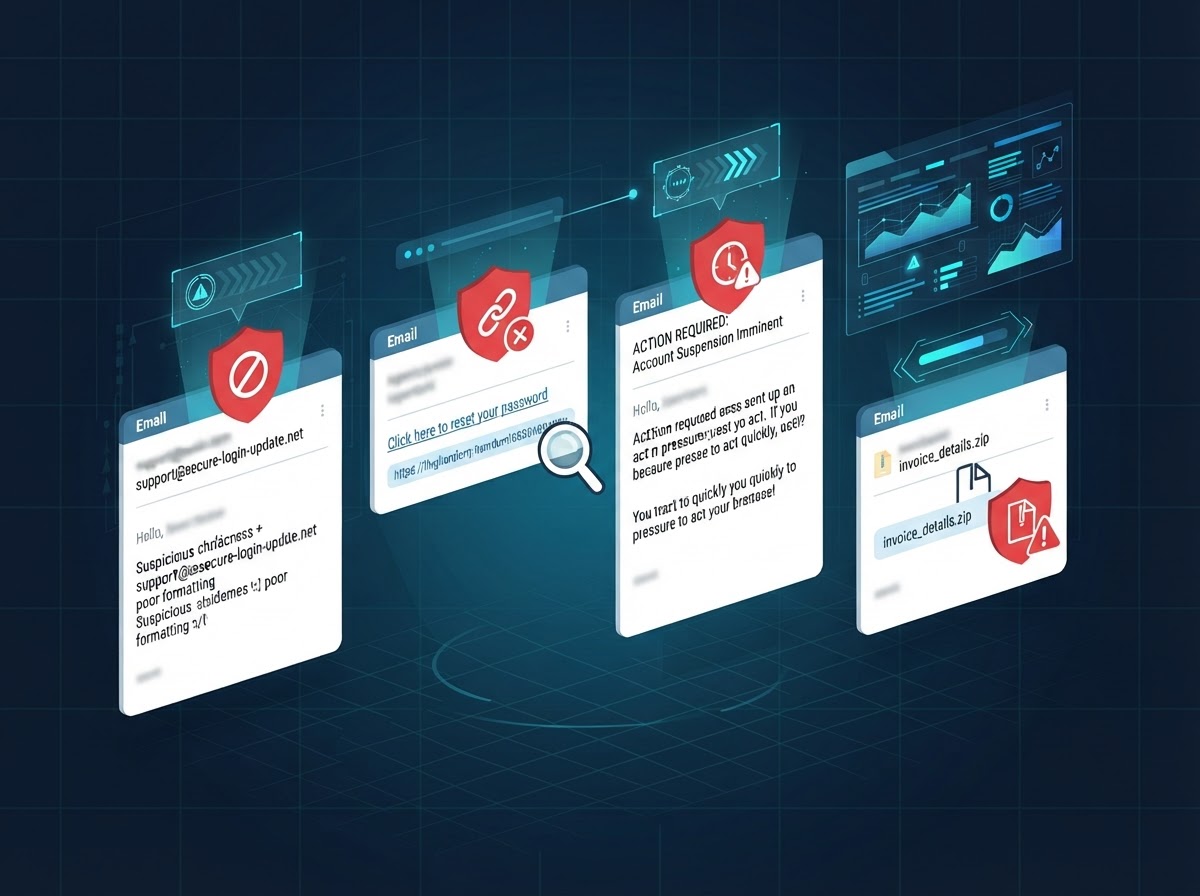 Phishing email scenarios used in training