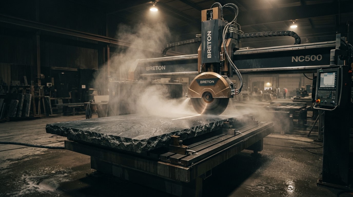 CNC precision cutting of granite slab