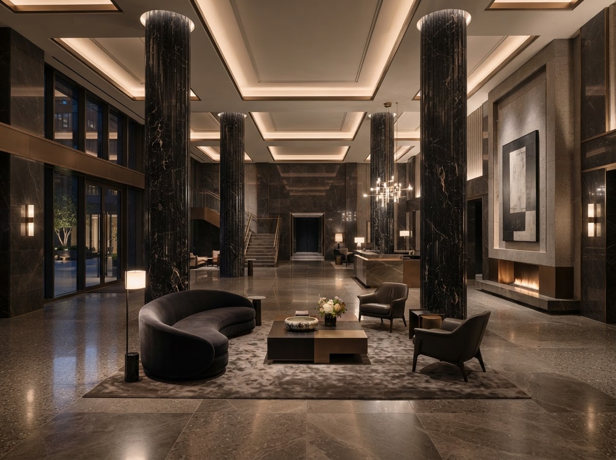 Marble Feature Walls — Hotel Lobby Marble