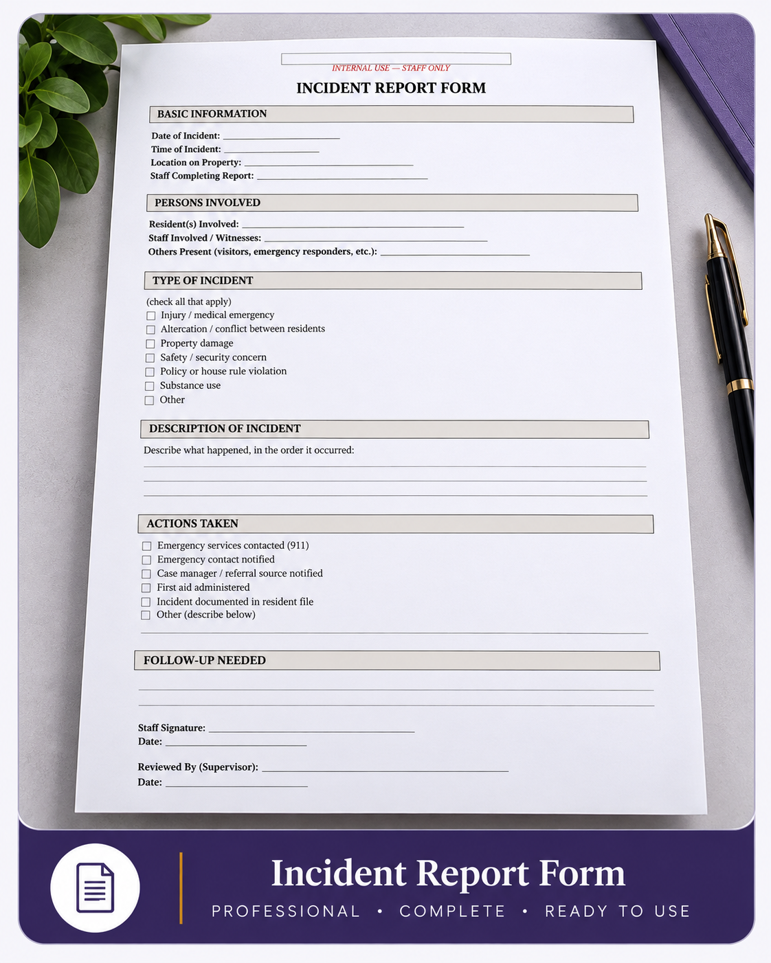 Incident Report Form template preview