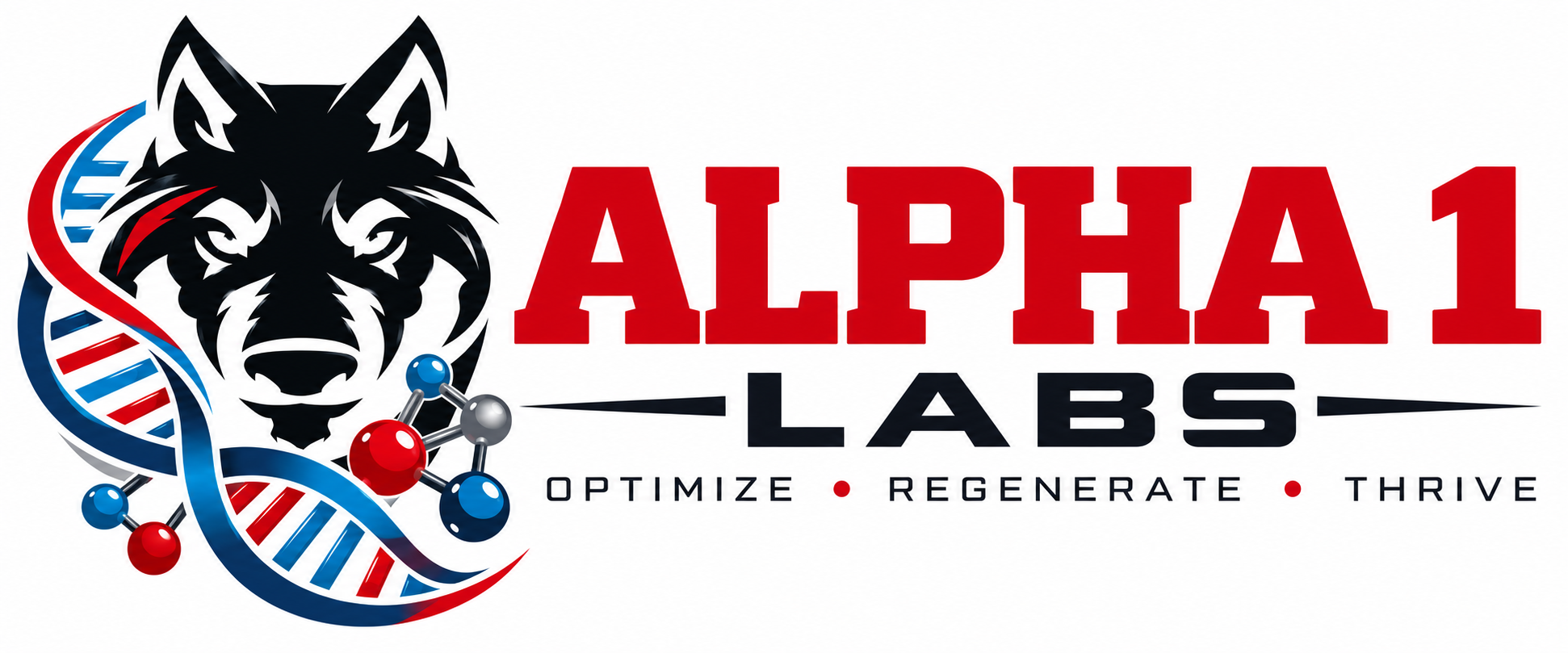 Alpha 1 Labs - Optimize · Regenerate · Thrive Logo