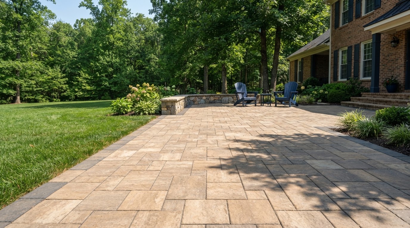 Clean paver patio showing natural surface texture and finished joints