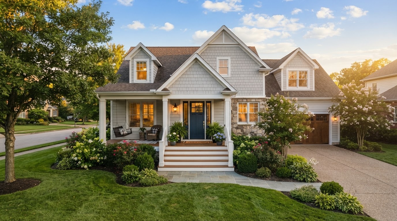 Welcoming family home at golden hour — illustrative imagery, not an available listing