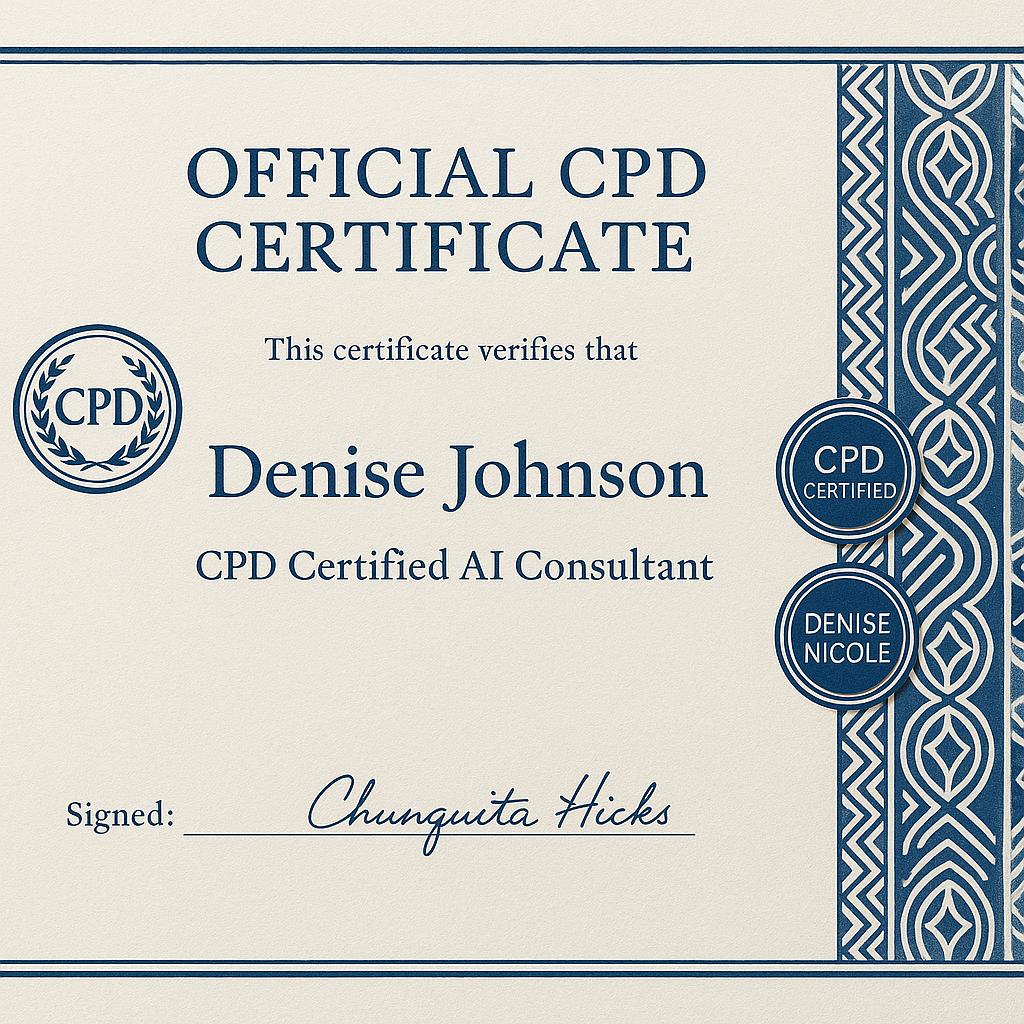 Official CPD Certificate — Denise Johnson, CPD Certified AI Consultant