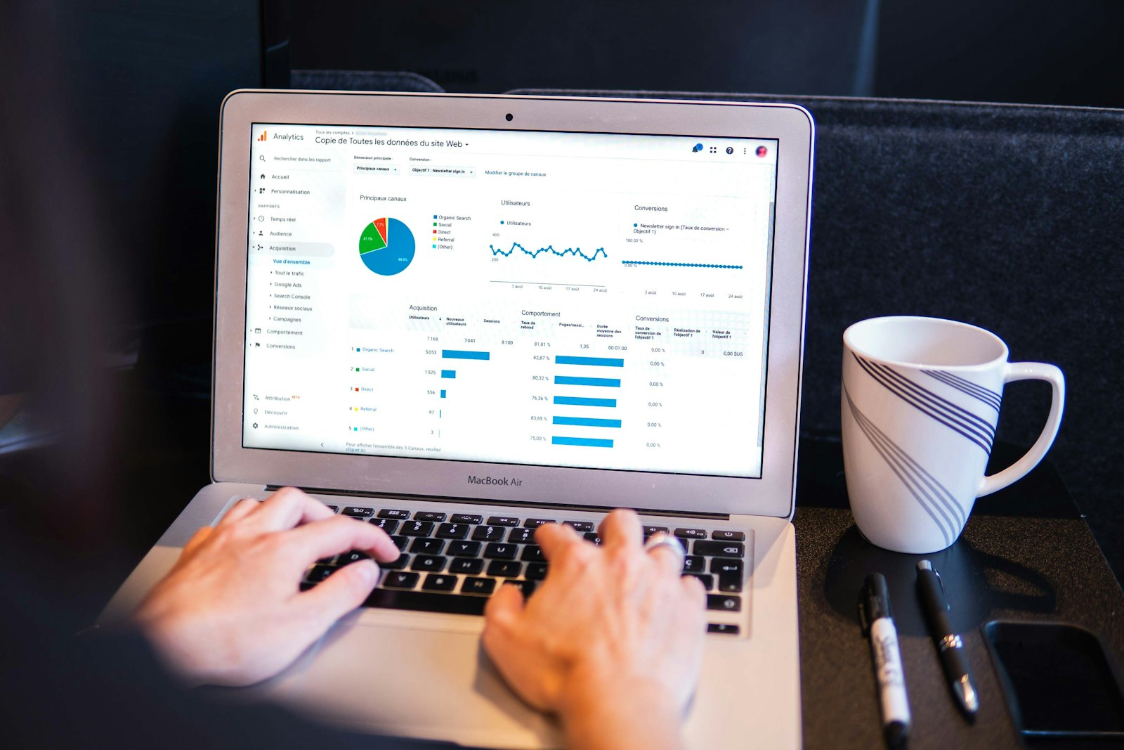 laptop open on a desk with analytics on screen — visual overview for Marketing ROI Dashboard for Small Business: Know What Works
