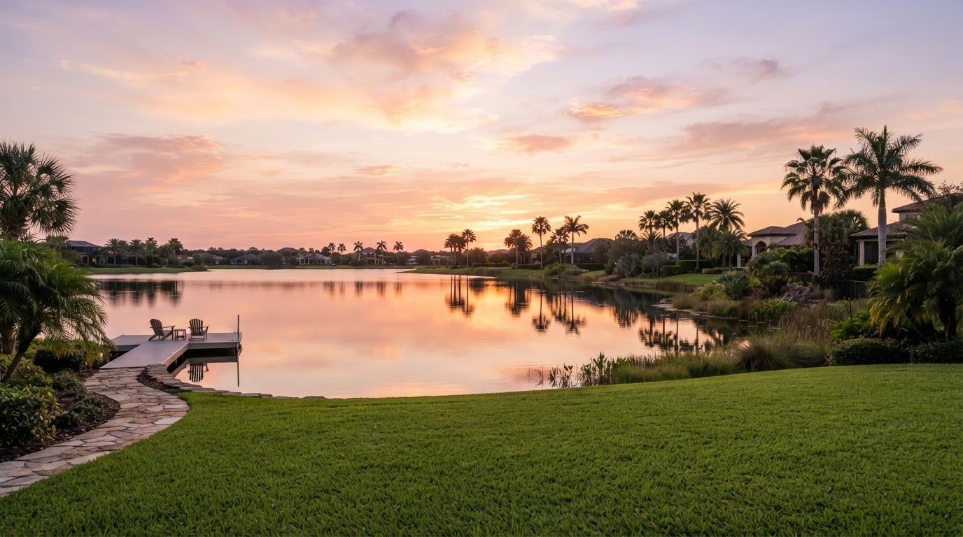 Lakewood Ranch lakefront sunset