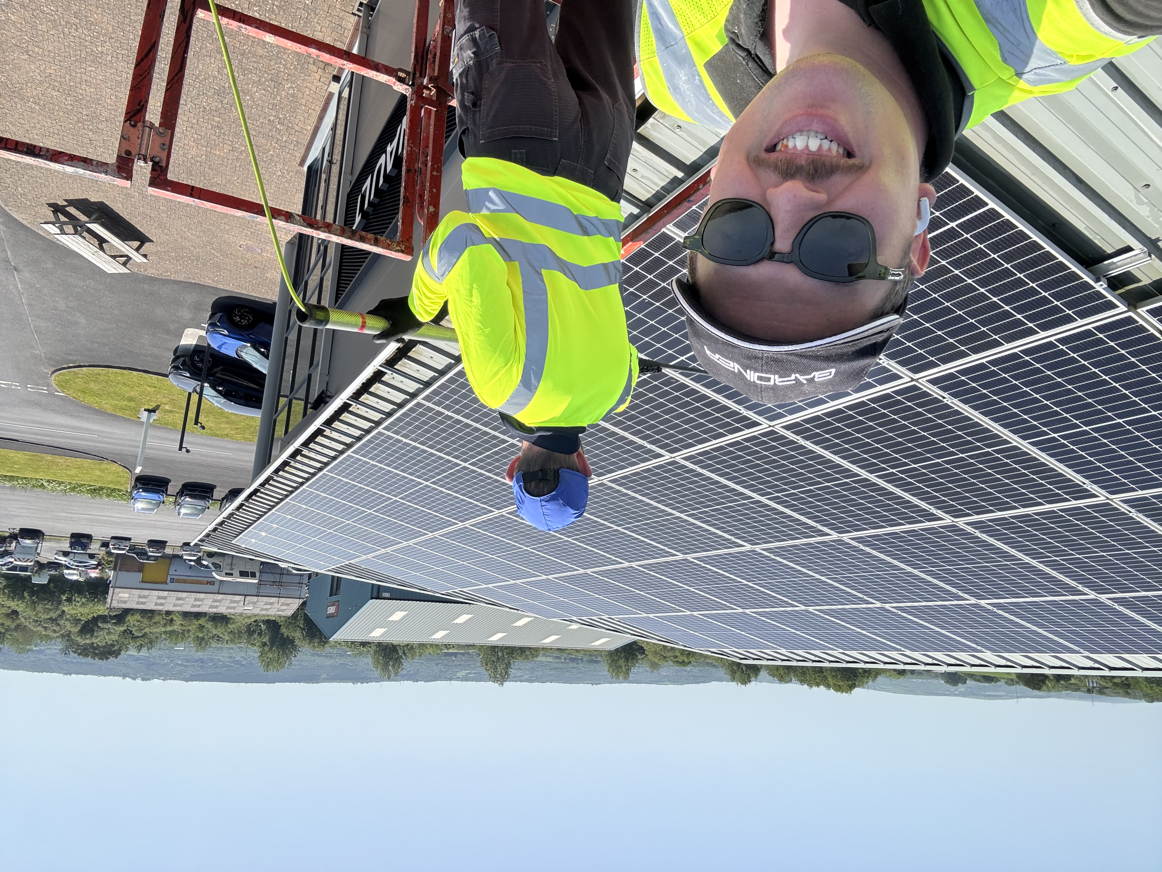 EcoServ Operations Leadership & Management team carrying out solar panel cleaning on site