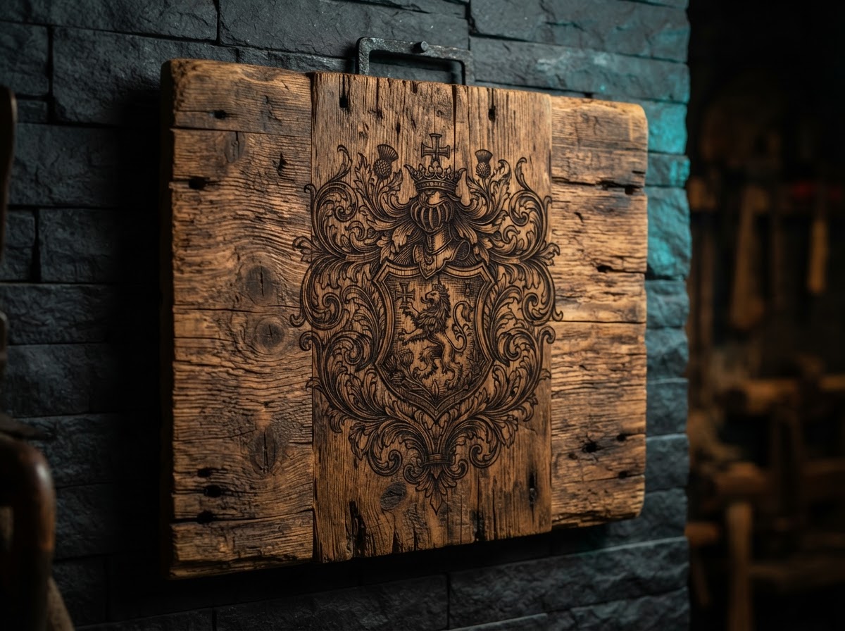 Recycled Antique Wood Crest Plaque