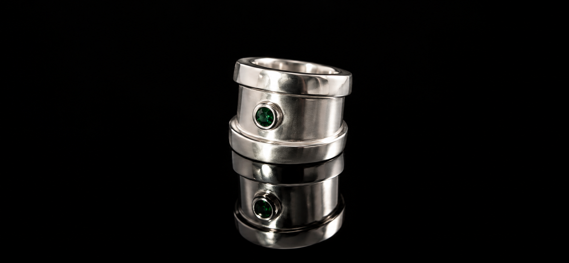 Beveled Channel Ring with Solitary Gem