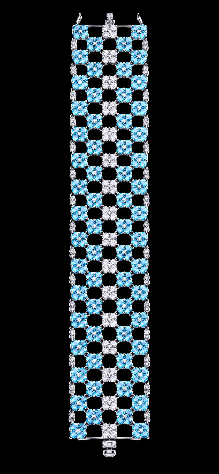 Woven Turquoise & Silver Rosette Cuff