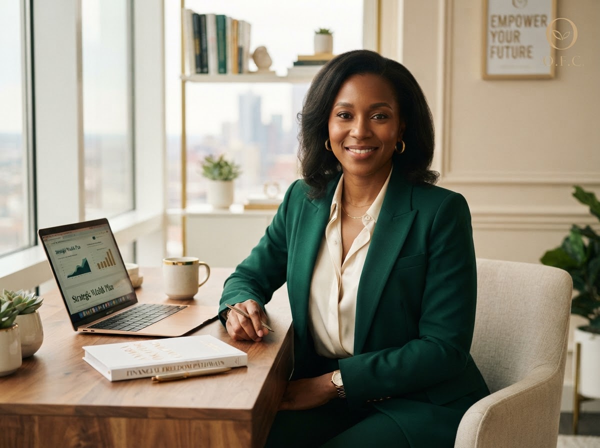 A financial coaching professional at work, helping clients build wealth
