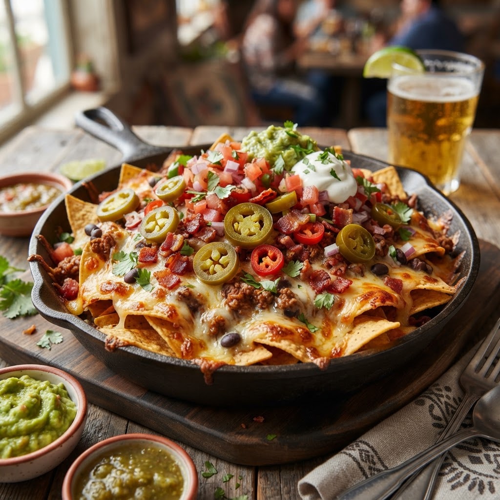 Nachos Gratinados con Queso y Tocino