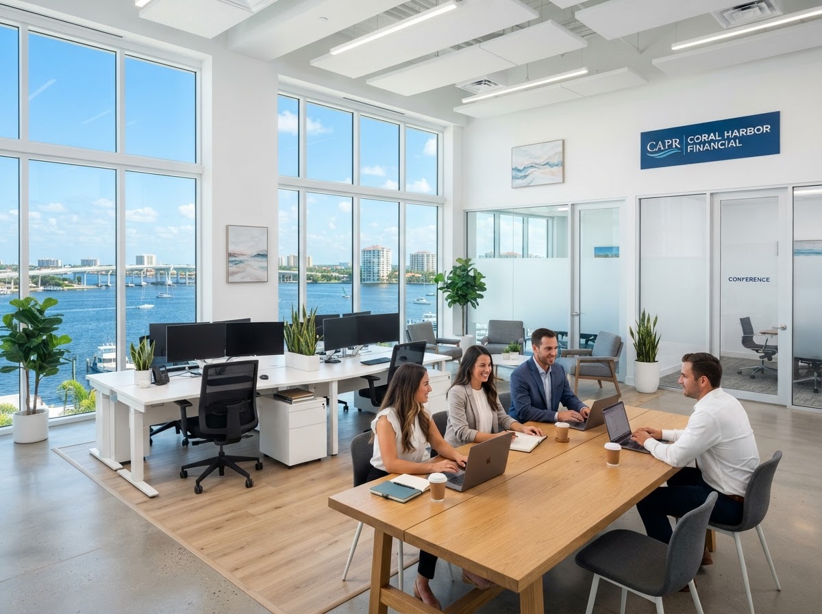 Freshly painted Cape Coral office interior with crisp white walls and modern furnishings