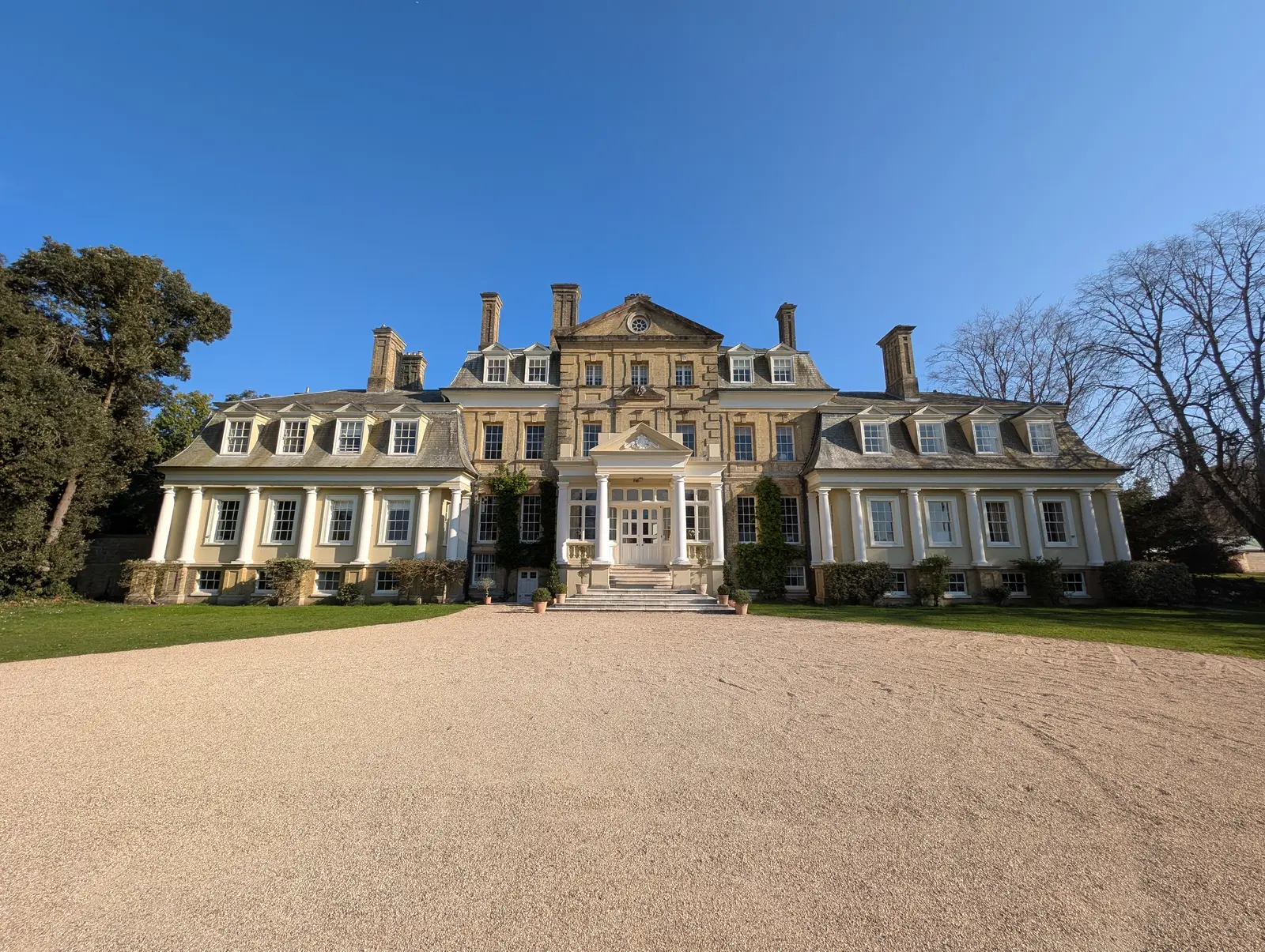 Portico at Pylewell Park, historic mansion restoration — rendering