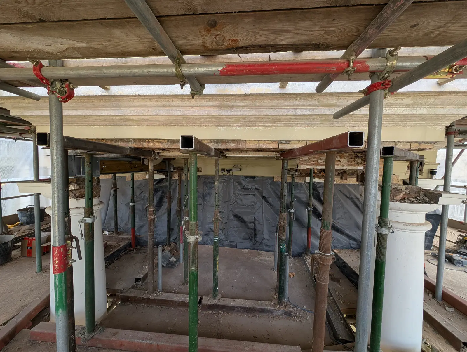 Portico at Pylewell Park, historic mansion restoration — rendering