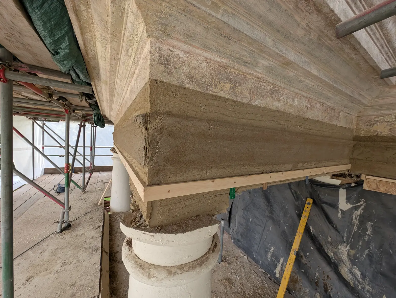 Portico at Pylewell Park, historic mansion restoration — rendering