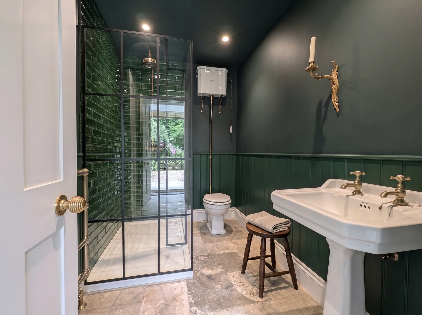 Downstairs shower room detail at Carters Farm, Norley Wood