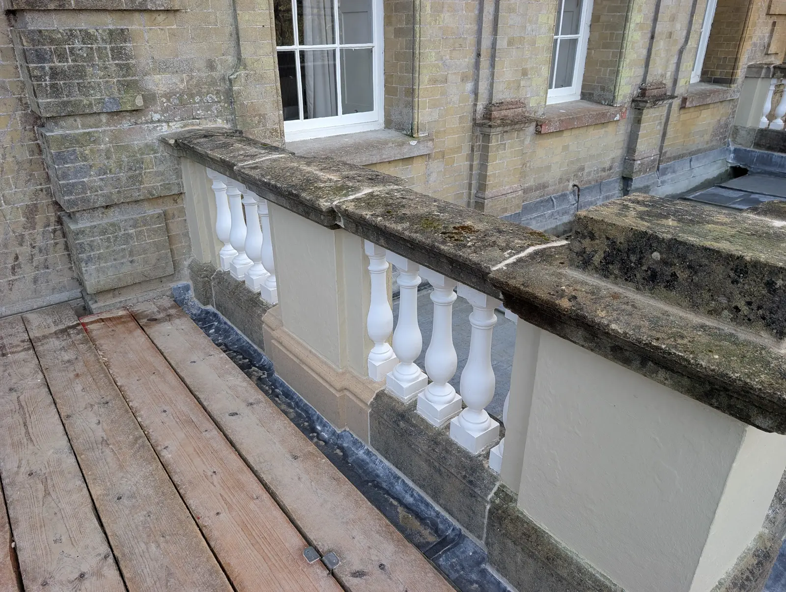 Portico at Pylewell Park, historic mansion restoration — rendering