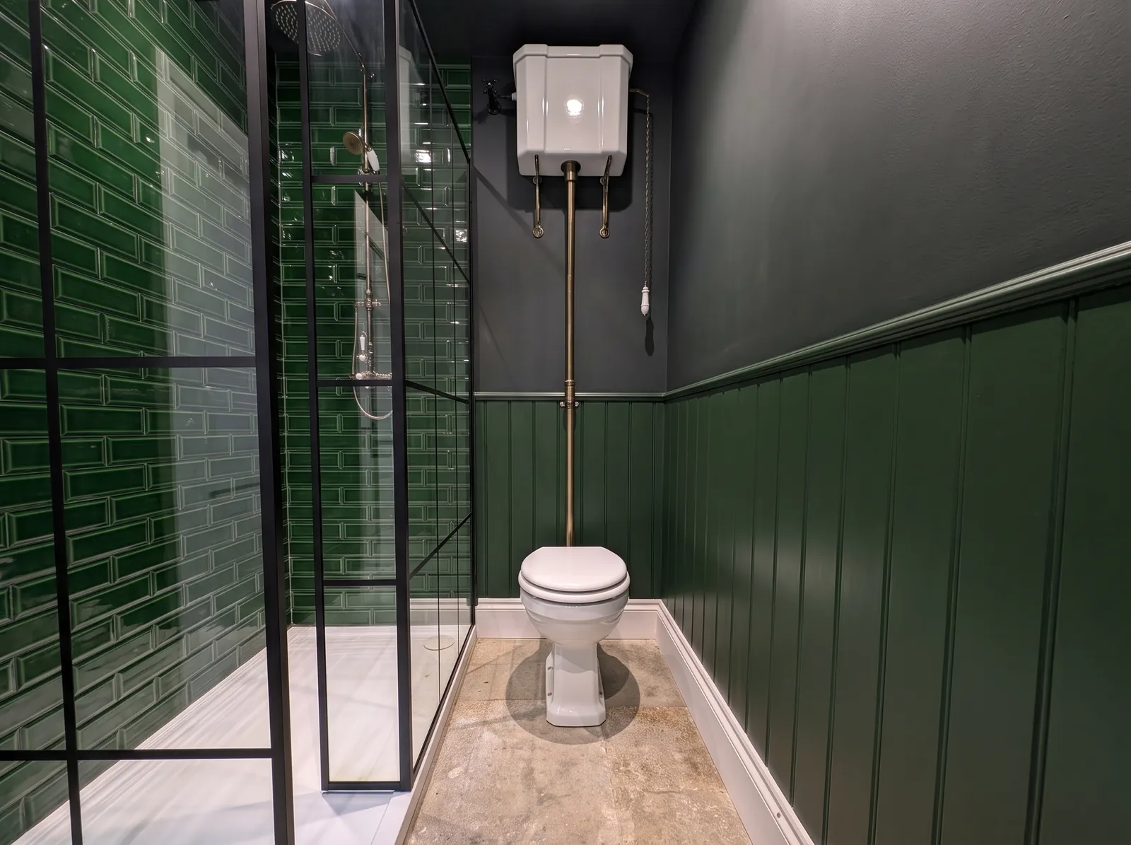 Downstairs shower room at Carters Farm, a listed farmhouse at Norley Wood