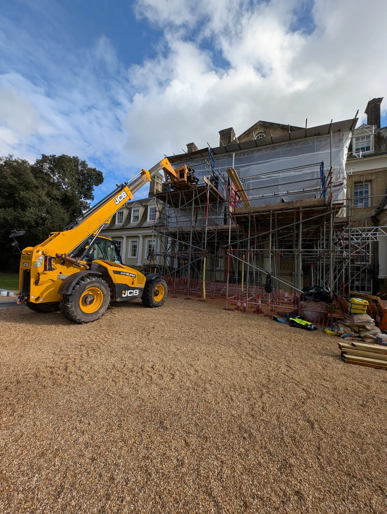 Portico at Pylewell Park, historic mansion restoration — rendering