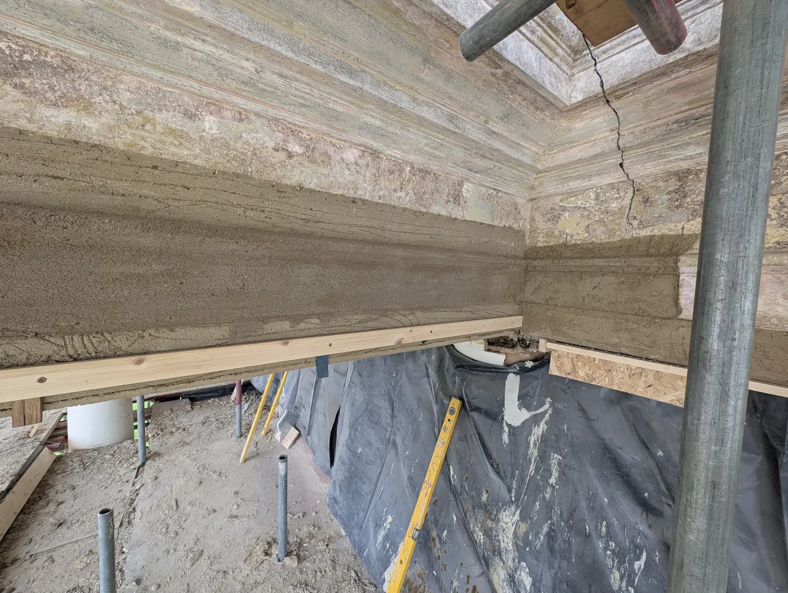 Portico at Pylewell Park, historic mansion restoration — running mould cornice